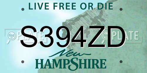 S394ZD New Hampshire License Plate