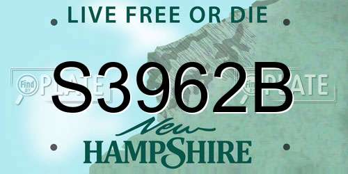 S3962B New Hampshire License Plate