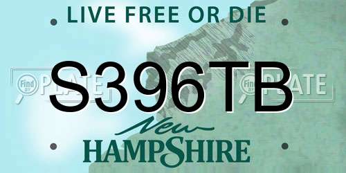 S396TB New Hampshire License Plate