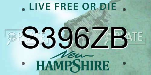 S396ZB New Hampshire License Plate
