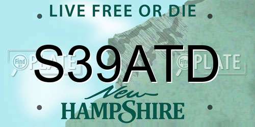 S39ATD New Hampshire License Plate