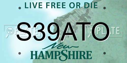 S39ATO New Hampshire License Plate