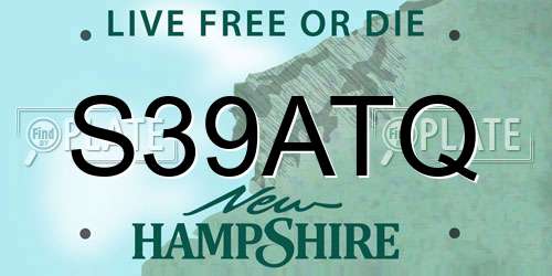 S39ATQ New Hampshire License Plate