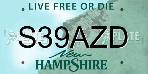 S39AZD New Hampshire License Plate
