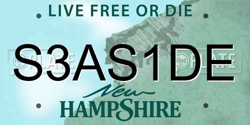 S3AS1DE New Hampshire License Plate