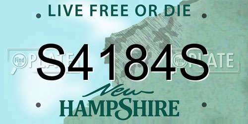 S4184S New Hampshire License Plate