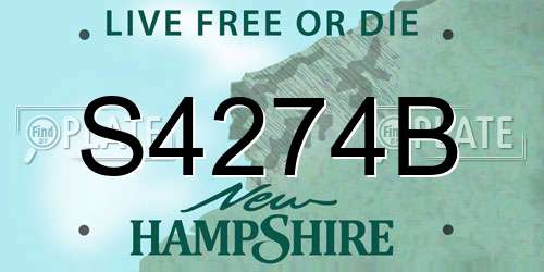 S4274B New Hampshire License Plate