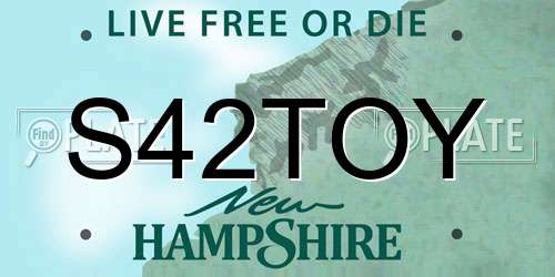 S42TOY New Hampshire License Plate