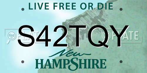 S42TQY New Hampshire License Plate