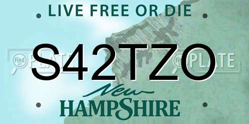 S42TZO New Hampshire License Plate
