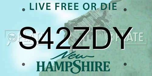 S42ZDY New Hampshire License Plate