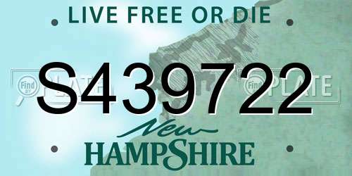 S439722 New Hampshire License Plate