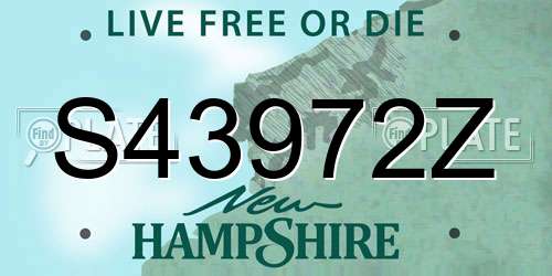 S43972Z New Hampshire License Plate