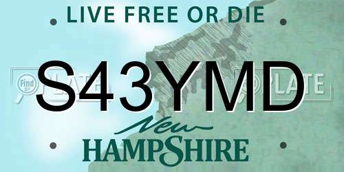 S43YMD New Hampshire License Plate