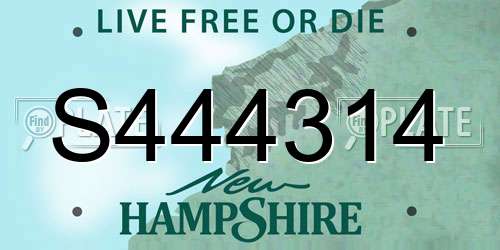 S444314 New Hampshire License Plate