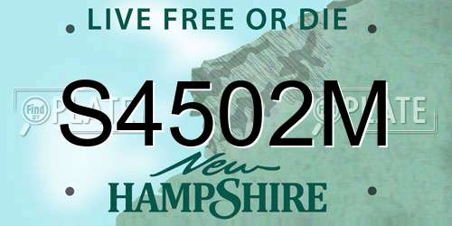 S4502M New Hampshire License Plate