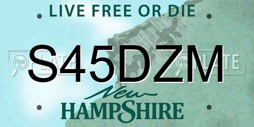 S45DZM New Hampshire License Plate