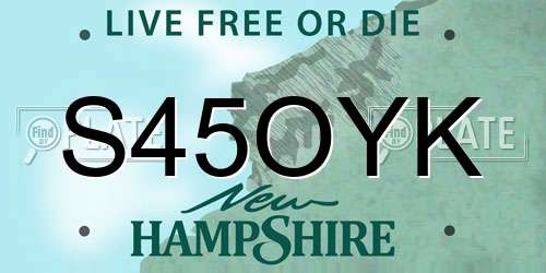 S45OYK New Hampshire License Plate