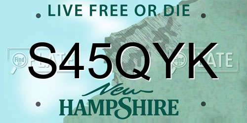 S45QYK New Hampshire License Plate