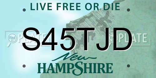 S45TJD New Hampshire License Plate