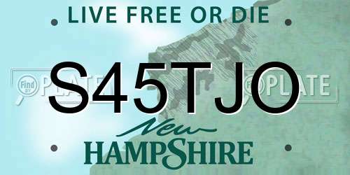 S45TJO New Hampshire License Plate