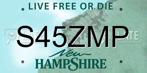 S45ZMP New Hampshire License Plate