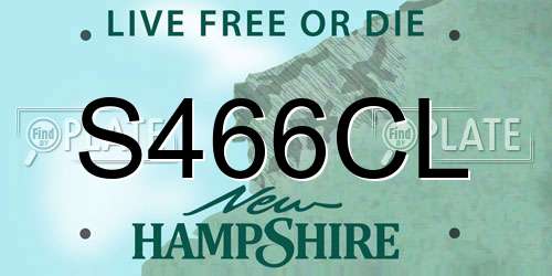 S466CL New Hampshire License Plate
