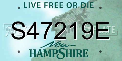 S47219E New Hampshire License Plate