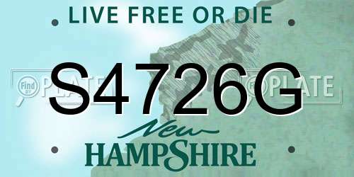 S4726G New Hampshire License Plate
