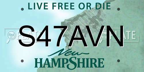 S47AVN New Hampshire License Plate