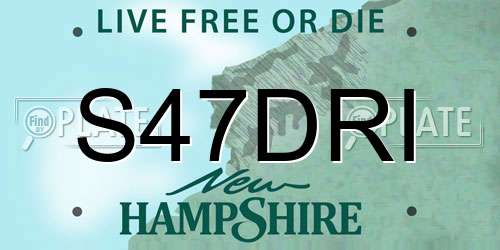 S47DRI New Hampshire License Plate