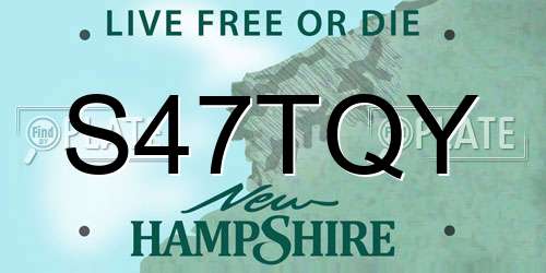 S47TQY New Hampshire License Plate