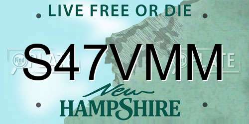 S47VMM New Hampshire License Plate