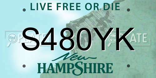 S480YK New Hampshire License Plate