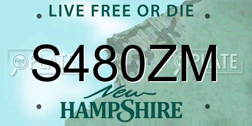 S480ZM New Hampshire License Plate