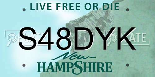 S48DYK New Hampshire License Plate