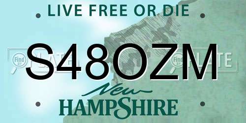 S48OZM New Hampshire License Plate
