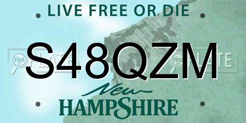 S48QZM New Hampshire License Plate