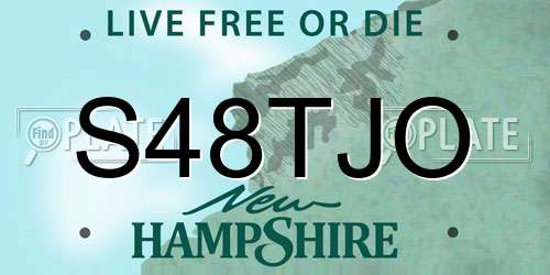 S48TJO New Hampshire License Plate