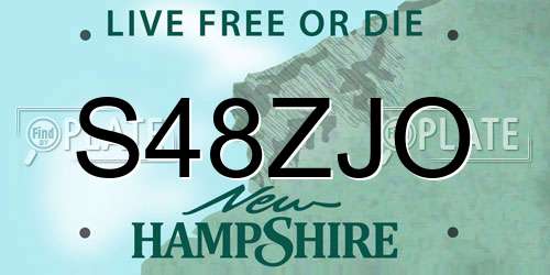 S48ZJO New Hampshire License Plate