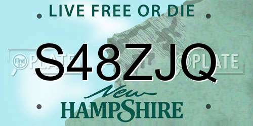 S48ZJQ New Hampshire License Plate