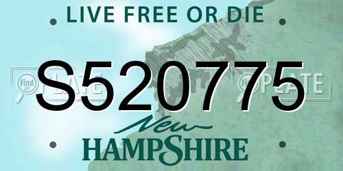 S520775 New Hampshire License Plate