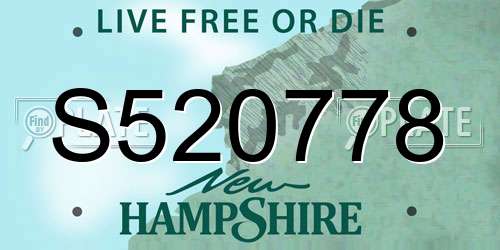 S520778 New Hampshire License Plate