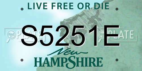 S5251E New Hampshire License Plate