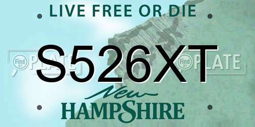 S526XT New Hampshire License Plate