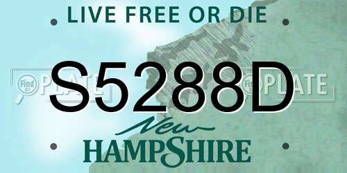 S5288D New Hampshire License Plate