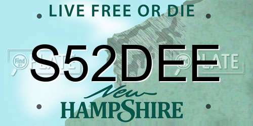 S52DEE New Hampshire License Plate