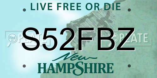 S52FBZ New Hampshire License Plate