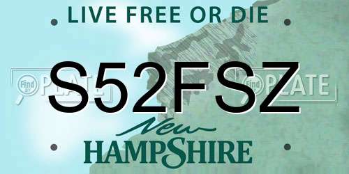S52FSZ New Hampshire License Plate
