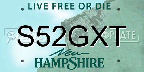 S52GXT New Hampshire License Plate